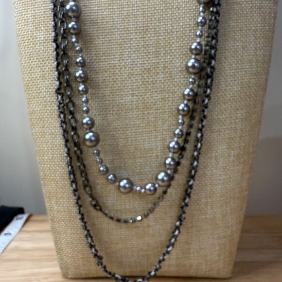 J.Crew Long Layered Statement Necklace With Silver-Tone Beads & Chains - Picture 5 of 15